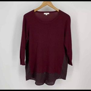 BLL New York Womens Wine / Burgundy Faux Shirttail Blouse/ Sweater Plus Sz 2X